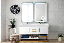 Load image into Gallery viewer, Columbia 59&quot; Double Vanity, Glossy White, Radiant Gold w/ Glossy White Composite Top James Martin Vanities