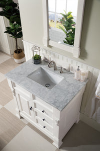 Bathroom Vanities Outlet Atlanta Renovate for LessBrookfield 36" Single Vanity, Bright White w/ 3 CM Carrara Marble Top