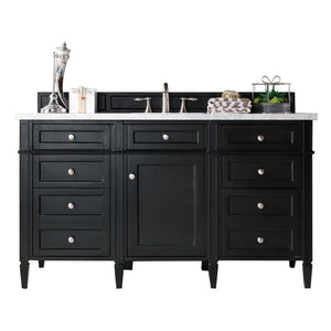 Brittany 60" Single Vanity, Black Onyx w/ 3 CM Arctic Fall Solid Surface Top James Martin Vanities