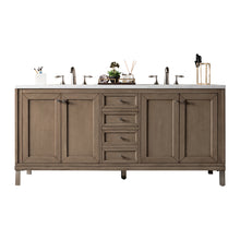 Load image into Gallery viewer, Chicago 72&quot; Double Vanity, Whitewashed Walnut w/ 3 CM Carrara Marble Top James Martin Vanities