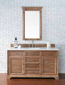 Savannah 60" Single Vanity Cabinet, Driftwood, w/ 3 CM Classic White Quartz Top James Martin Vanities