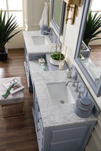 Load image into Gallery viewer, Bathroom Vanities Outlet Atlanta Renovate for LessDe Soto 94&quot; Double Vanity Set, Silver Gray w/ Makeup Table, 3 CM Carrara Marble Top