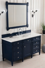 Load image into Gallery viewer, Brittany 60&quot; Victory Blue Single Vanity w/ 3 CM Carrara Marble Top James Martin Vanities