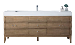 Linear 72" Single Vanity Whitewashed Walnut w/ Glossy White Composite Top James Martin Vanities