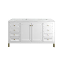 Load image into Gallery viewer, Chicago 60&quot; Double Vanity, Glossy White w/ 3CM Ethereal Noctis Top James Martin Vanities