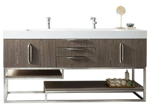 Load image into Gallery viewer, Columbia 72&quot; Double Vanity, Ash Gray w/ Glossy White Composite Top James Martin Vanities