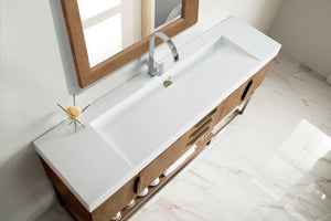 Bathroom Vanities Outlet Atlanta Renovate for LessColumbia 72" Single Vanity, Latte Oak w/ Glossy White Composite Top