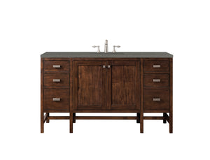 Addison 60" Single Vanity Cabinet , Mid Century Acacia, w/ 3 CM Grey Expo Quartz Top James Martin Vanities