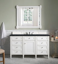 Load image into Gallery viewer, Brittany 60&quot; Bright White Single Vanity w/ 3 CM Charcoal Soapstone Quartz Top James Martin Vanities