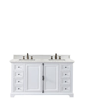 Load image into Gallery viewer, Providence 60&quot; Double Vanity Cabinet, Bright White, w/ 3 CM Eternal Jasmine Pearl Quartz Top James Martin
