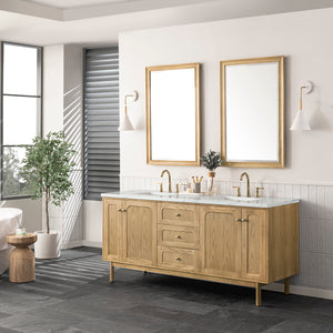 Bathroom Vanities Outlet Atlanta Renovate for LessLaurent 72" Double Vanity, Light Natural Oak w/ 3CM Ethereal Noctis Top