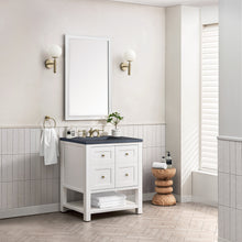 Load image into Gallery viewer, Breckenridge 30&quot; Single Vanity, Bright White w/ 3CM Charcoal Soapstone Top James Martin Vanities