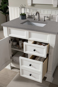 Bathroom Vanities Outlet Atlanta Renovate for LessBrookfield 36" Single Vanity, Bright White w/ 3 CM Grey Expo Quartz Top