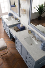 Load image into Gallery viewer, Bathroom Vanities Outlet Atlanta Renovate for LessCopper Cove Encore 122&quot; Double Vanity Set, Silver Gray w/ Makeup Table, 3 CM Carrara Marble Top