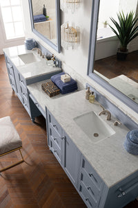 Bathroom Vanities Outlet Atlanta Renovate for LessCopper Cove Encore 122" Double Vanity Set, Silver Gray w/ Makeup Table, 3 CM Carrara Marble Top
