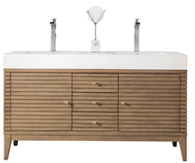 Load image into Gallery viewer, Linear 59&quot; Double Vanity Whitewashed Walnut w/ Glossy White Composite Top James Martin Vanities