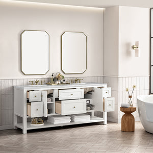 Bathroom Vanities Outlet Atlanta Renovate for LessBreckenridge 72" Double Vanity, Bright White w/ 3CM Arctic Fall Top