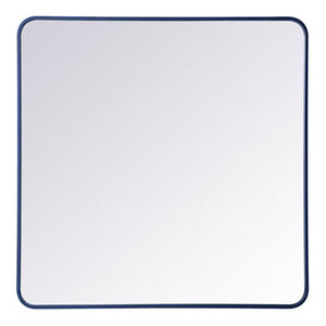 Elegant Decor Soft corner metal rectangular mirror 36x36 inch in Blue Elegant Decor