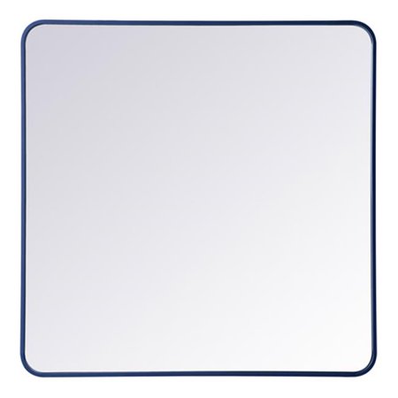 Elegant Decor Soft corner metal rectangular mirror 36x36 inch in Blue Elegant Decor