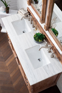 Bathroom Vanities Outlet Atlanta Renovate for LessProvidence 60" Driftwood Double Vanity w/ 3 CM Arctic Fall Solid Surface Top