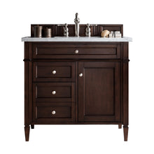 Load image into Gallery viewer, Brittany 36&quot; Burnished Mahogany Single Vanity w/ 3 CM Carrara Marble Top James Martin Vanities