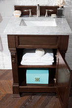 Load image into Gallery viewer, Brookfield 26&quot; Single Vanity, Burnished Mahogany w/ 3 CM Carrara Marble Top James Martin Vanities