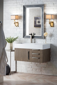 Bathroom Vanities Outlet Atlanta Renovate for LessMercer Island 36" Single Vanity, Ash Gray w/ Glossy White Composite Top