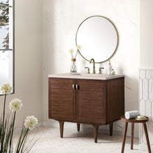 Load image into Gallery viewer, Bathroom Vanities Outlet Atlanta Renovate for LessAmberly 36&quot; Single Vanity, Mid-Century Walnut w/ 3CM Eternal Marfil Top