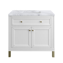 Load image into Gallery viewer, Chicago 36&quot; Single Vanity, Glossy White w/ 3CM Carrara Marble Top James Martin Vanities