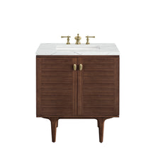 Load image into Gallery viewer, Amberly 30&quot; Single Vanity, Mid-Century Walnut w/ 3CM Ethereal Noctis Top James Martin Vanities