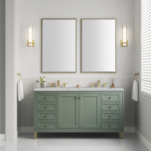 Bathroom Vanities Outlet Atlanta Renovate for LessChicago 60" Double Vanity, Smokey Celadon w/ 3CM Ethereal Noctis Top