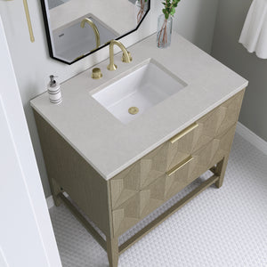 Bathroom Vanities Outlet Atlanta Renovate for LessEmmeline 36" Single Vanity, Pebble Oak w/ 3CM Eternal Serena Top