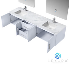 Load image into Gallery viewer, Geneva 80″ Glossy White Floating Vanity with Marble Top Renovate for Less Outlet