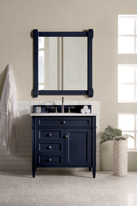 Brittany 36" Victory Blue Single Vanity w/ 3 CM Arctic Fall Solid Surface Top James Martin Vanities