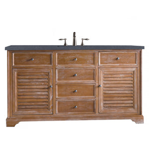 Savannah 60" Single Vanity Cabinet, Driftwood, w/ 3 CM Charcoal Soapstone Quartz Top James Martin Vanities