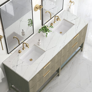 Bathroom Vanities Outlet Atlanta Renovate for LessEmmeline 72" Double Vanity, Pebble Oak w/ 3CM Etehreal Noctis Top