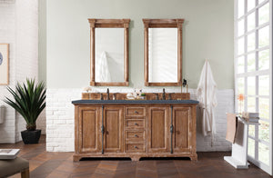 Providence 72" Double Vanity Cabinet, Driftwood, w/ 3 CM Charcoal Soapstone Quartz Top James Martin Vanities