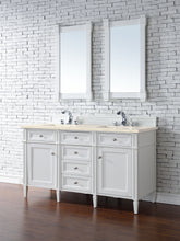 Load image into Gallery viewer, Brittany 60&quot; Bright White Double Vanity w/ 3 CM Eternal Marfil Quartz Top James Martin Vanities