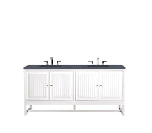 Load image into Gallery viewer, Athens 72&quot; Double Vanity Cabinet, Glossy White, w/ 3 CM Charcoal Soapstone Quartz Top James Martin Vanities