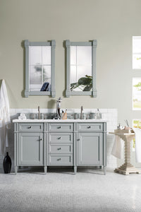 Brittany 60" Urban Gray Double Vanity w/ 3 CM Arctic Fall Solid Surface Top James Martin Vanities