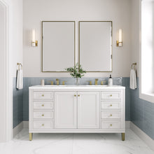 Load image into Gallery viewer, Chicago 60&quot; Double Vanity, Glossy White w/ 3CM White Zeus Top James Martin Vanities