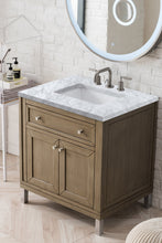 Load image into Gallery viewer, Chicago 30&quot; Single Vanity, Whitewashed Walnut w/ 3 CM Carrara Marble Top James Martin Vanities