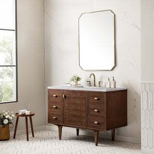 Bathroom Vanities Outlet Atlanta Renovate for LessAmberly 48" Single Vanity, Mid-Century Walnut w/ 3CM Eternal Jasmine Pearl Top