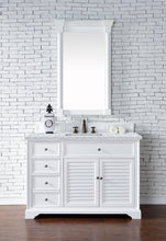 Load image into Gallery viewer, Savannah 48&quot; Bright White Single Vanity w/ 3 CM Carrara Marble Top James Martin Vanities