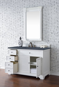 Bathroom Vanities Outlet Atlanta Renovate for LessSavannah 48" Single Vanity Cabinet, Bright White, w/ 3 CM Charcoal Soapstone Quartz Top