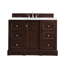 Load image into Gallery viewer, De Soto 48&quot; Single Vanity, Burnished Mahogany w/ 3 CM Arctic Fall Solid Surface Top James Martin Vanities