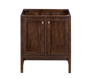 Addison 30" Single Vanity Cabinet (w/Doors), Mid Century Acacia, w/ 3 CM Grey Expo Quartz Top James Martin