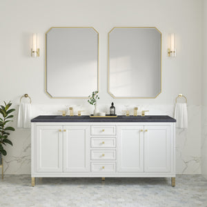 Chicago 72" Double Vanity, Glossy White w/ 3CM Charcoal Soapstone Top James Martin Vanities