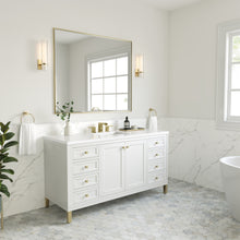 Load image into Gallery viewer, Chicago 60&quot; Single Vanity, Glossy White w/ 3CM White Zeus Top James Martin Vanities