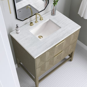 Bathroom Vanities Outlet Atlanta Renovate for LessEmmeline 36" Single Vanity, Pebble Oak w/ 3CM Arctic Fall Top